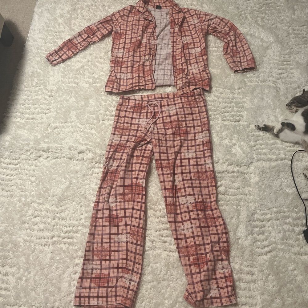 Harley-Davidson Kids Red Plaid Pajama Set